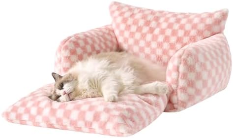 Hollypet Cat Bed Small Dog Orthopedic Couch Beds for Pets up to 20 lbs