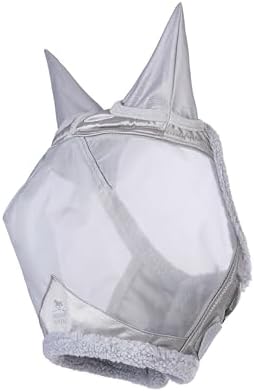 Harrison Howard CareMaster Horse Fly Mask UV Protective Fine Mesh with Extra Wool Soft Touch on Skin Moonlight Silver L