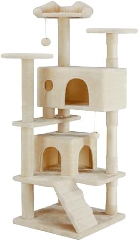 Sweetcrispy 54-inch Cat Tree Tower with Scratching Posts, Indoor Use