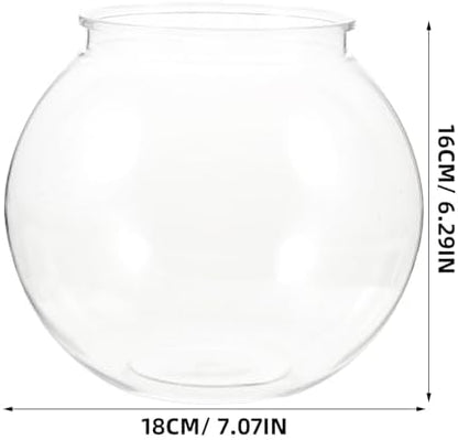 ULTECHNOVO Transparent Plastic Fish Tank Round Small Aquarium for Goldfish Clear Fishbowl for Desk Home Plant Display Easy-Clean Integrated Design 7.08 X 7.08 X 6.29 in 1 Pack