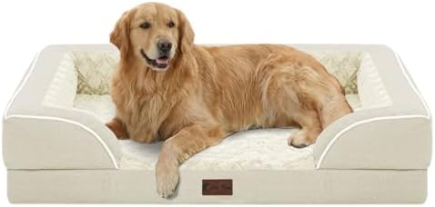Waterproof Orthopedic Dog Bed for Extra Large Dogs, 42x30in, Beige