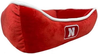 Pets First NCAA Nebraska Cornhuskers Dog Cuddle Bed. Comfortable Pet Bed with Emroidered Team Name & Logo