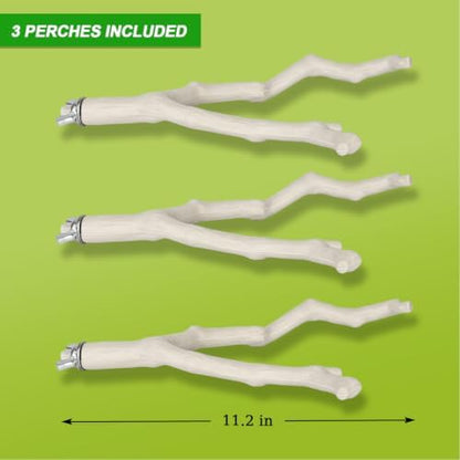 3 Pack Bird Perches for Cage, Bird Cage Accessories Branch Style Bird Stand with Mounting Hardware, Textured Climbing Perches for Budgie Cockatiels Finches Small Birds Plastic