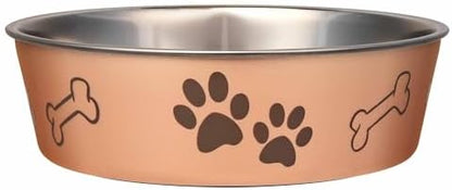 Loving Pets Bella Dog Bowls- Stainless Steel Dog & Cat Bowls - Spill Proof Dog Food Bowl, Cat Bowl, Puppy Essentials & Pet Supplies Great for Home & Travel (Medium 20-35 lbs, Champagne)