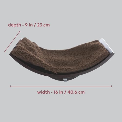 Trixie Lorena Cat Wall Mount Furniture - Elevated Cat Bed with Removable Pad, Raised Climbing Bed - Brown