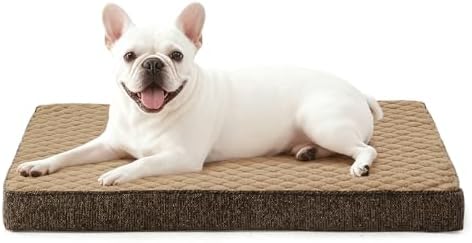JOEJOY Orthopedic Dog Bed for Small Dogs, Washable Dog Crate Bed Small Sized with Removable Cover, Egg Memory Foam Pet Beds, Brown, 23"x17"