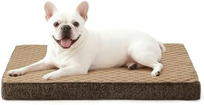 JOEJOY Orthopedic Dog Bed for Small Dogs, Washable Dog Crate Bed Small Sized with Removable Cover, Egg Memory Foam Pet Beds, Brown, 23"x17"