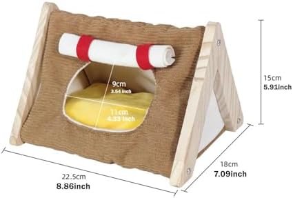 Guinea Pig Bed House Cages Accessories Hiding Place Cave Guinea Pig Hideout for Winter Sleeping Playing Chinchilla Hedgehogs, Brown