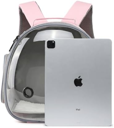Small Animal Carrier Guinea Pig Backpack,Transparent, Breathable Backpack Carrier for Hedgehogs, Rabbits, Birds, Squirrels, Hamsters, Lizards Comfortable, Portable Travel Bag for Small Pets (Pink)