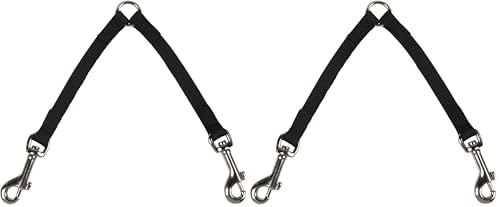 Guardian Gear Nylon 2-Way Small Dog Coupler with Nickel-Plated Swivel Clip, 4", Black (Pack of 2)