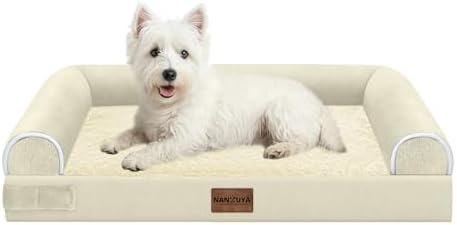 NANUYA Orthopedic Dog Bed for Medium Dogs, 28 x 19 Inch, Beige