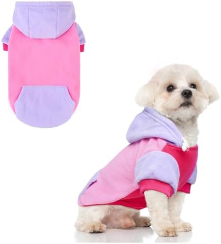 BEAUTYZOO Fleece Dog Hoodie Sweatershirt with Pocket and Leash Hole, Stretchy Small Medium Large Sized Dogs Clothes for Fall Winter Cold Days, Color Designer Warm Dog Jackets,French Bulldog Coats
