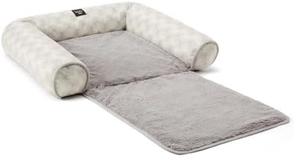 Nicole Miller New York PET Kendall Fluted Geo Cozy Couch Protector Pet Bed, Cozy & Calming, Non-Slip Bottom, Machine Washable, Grey, Large 40"x23"x4"