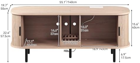 DWVO 55.1in Double Cat Litter Box Enclosure with Power Outlet