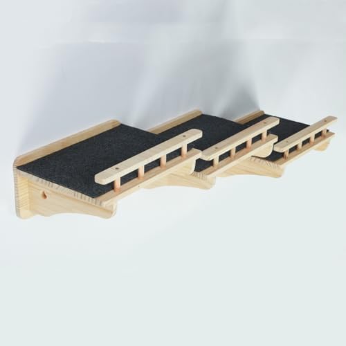 SHENGOCASE 47.2" x 11.8" Natural Wood Wall Mounted Cat Shelves