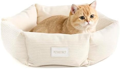 Cat Bed, 22 Inch Donut Pet Bed for Cats & Small Dogs, White