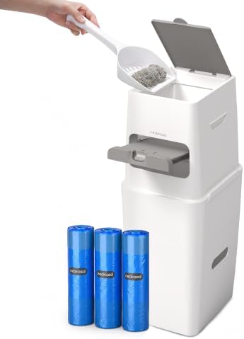 Neakasa PooGuard Plus Cat Litter Trash Can, 11.2L Odor-Control Litter Disposal Bin, Includes 1-Year Supply of EVOH Refill Bags (White)