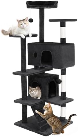 FDW | 54" Cat Tree Tower | Grey | Multi-Level Indoor Activity Center
