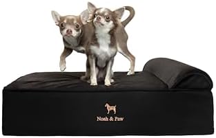 NOAH & PAW Dog Bed, 28x23x7.5 Inch, Orthopedic Dog Beds for Medium Size Pets, Eggshell Memory Foam Infused with Cooling Gel, Water Resistant, Machine Washable, Includes Inner Cover (Denim Collection)