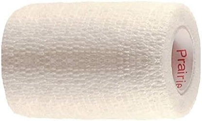 6 Pack Premium Vet Wrap - Self Adhesive Bandage Wrap & Athletic Tape - 4" x 5 Yards Elastic & Self-Sticking Cohesive Bandage for Pets, Sports, Wrists & Ankles - White by Prairie Horse Supply