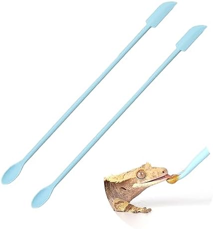 2Pcs Blue Reptile Feeding Spoon, Crested Gecko Food Mixing Stirrer