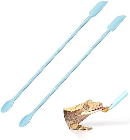 2Pcs Blue Reptile Feeding Spoon, Crested Gecko Food Mixing Stirrer
