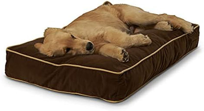 South Pine Porch Buddy Reversible Rectangle Pillow Style Microfiber Dog Bed with Removable, Machine-Washable Cover, Cocoa, Small (36 in. x 24 in.)