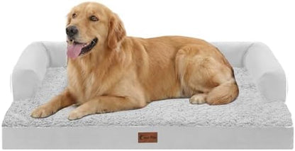 Orthopedic Dog Bed for Extra Large Dogs, 41x27in, Grey White