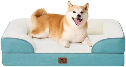 EHEYCIGA Orthopedic Dog Bed for Large Dogs, Waterproof Memory Foam, Turquoise Blue, 35"L x 22"W x 6.5"Th