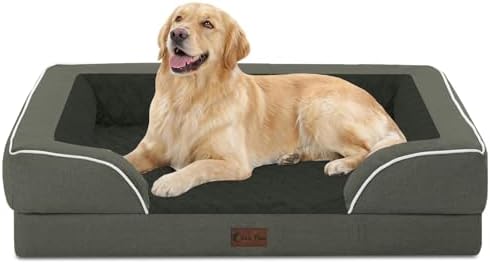 Orthopedic Washable Dog Bed for Large Dogs, 36x27in, Dark Green