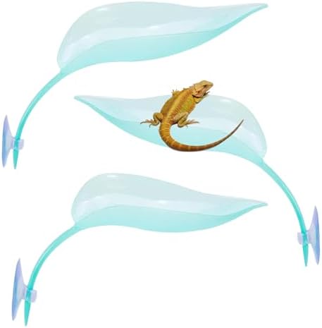 Crested Gecko Tank Accessories，Crested Gecko Hide，Frog Habitat Platform，Gecko Wall Climbing Toy &Reptile Branches（3PCS） (Light Blue)