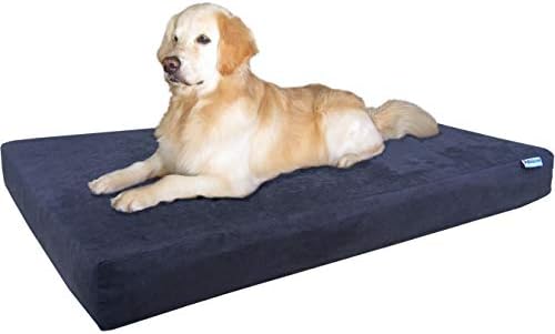 Dogbed4less Orthopedic Gel Memory Foam Pet Dog Bed, Waterproof Liner with External Microsuede Cover and Bonus Antislip Cover (Microsuede Espresso, 55"X37"X4" Inches)