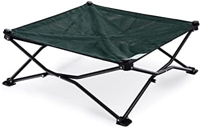 Coolaroo On-The-Go Elevated Dog Bed - Foldable Pop-Up Travel Dog Bed with Breathable, Moisture-Resistant Fabric, Carry Bag Included, Lightweight & Portable, Brunswick Green, Medium