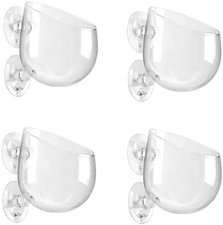 WHJY Transparent Glass Round Aquarium Suction Cups - Plant Holder, Fish Tank Decor - Set of 4