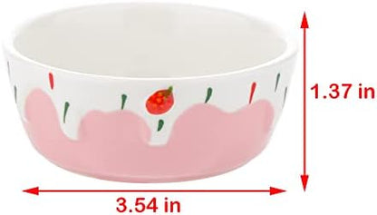 2 Pcs Hamster Ceramic Bowl, Small Animals Anti-Turning Food Water Bowl for Rabbit Hamster Guinea Pig Hedgehog Squirrel (Pink and Red)