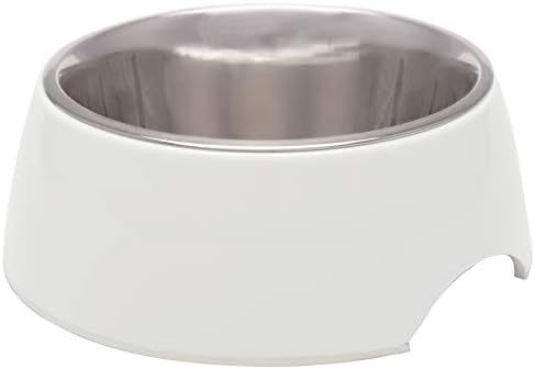 Loving Pets - Retro Bowl Dog Food Water Bowl No Tip Stainless Steel Elevated Pet Bowl No Skid Spill Proof (Extra Small, White)