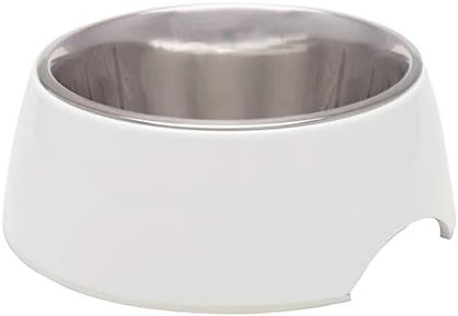 Loving Pets - Retro Bowl Dog Food Water Bowl No Tip Stainless Steel Elevated Pet Bowl No Skid Spill Proof (Small, White)