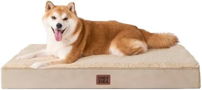 EHEYCIGA Orthopedic Dog Bed Large with Removable Washable Cover, 36IN Khaki