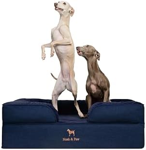NOAH & PAW Large Dog Bed, 35x25x11 Inch, Orthopedic Dog Beds, Eggshell Memory Foam Infused with Cooling Gel, Inner Cover, Water Resistant, Machine Washable (Denim Sofa Collection)
