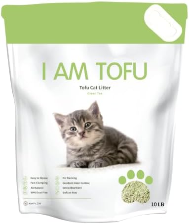 I AM TOFU - Tofu Cat Litter, Low Dust Lightweight Clumping Litter with Odor Control (10 LBS, Green Tea)