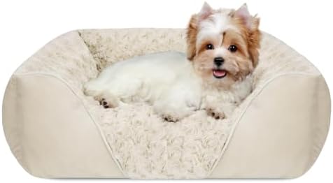 INVENHO Small Dog Bed Rectangle Washable Orthopedic Soft Calming Sleeping Durable Pet Cuddler with Anti-Slip Bottom