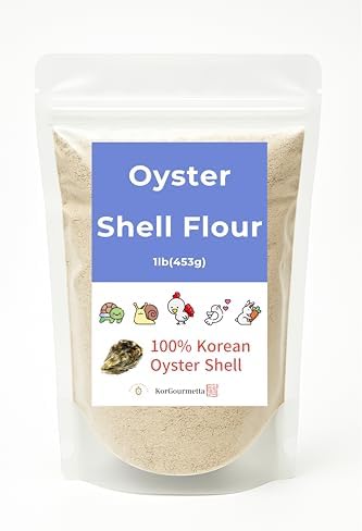 | Oyster Shell Flour 1lb – Finely Ground Calcium Material for Chickens, Ducks, Birds, Reptiles, Amphibians, and More – Crushed Oyster Shell Alternative | 굴껍질가루 (1lb)