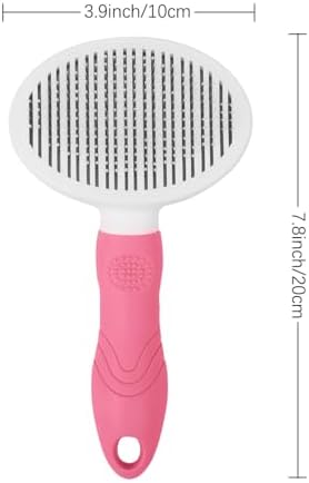 Self Cleaning Slicker Brush - Cat Brush Skin-Friendly Deshedding Grooming Massaging Tool for Long & Short Haired Pets, Cat Hair Brushes Easy Removes Undercoat for Dogs Cats Rabbits-UPGRADED, Pink