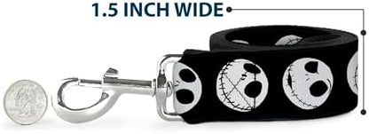 Buckle-Down Pet Leash - Mickey Mouse Expressions Stacked White/Black - 4 Feet Long - 1" Wide