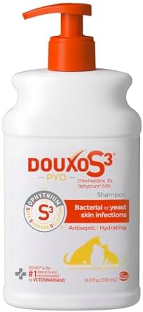 Douxo S3 PYO Chlorhexidine Shampoo For Dogs, Medicated Shampoo Antibacterial & Antiseptic, Yeast Infection Treatment for Dogs & Cats, Clinically Proven, 16.9 fl oz