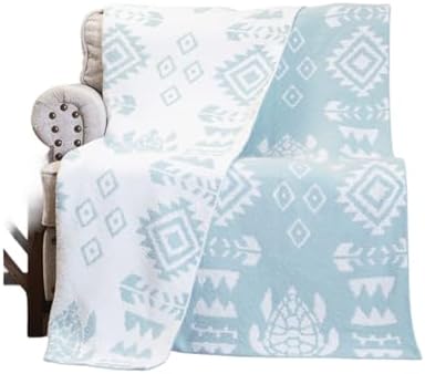 Carstens, Inc. Luxury Soft Stretchy Reversible Plush Throw Blanket, Large 50" x 60", Seaglass