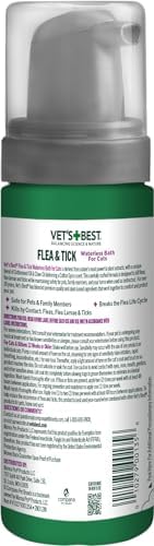 Vet's Best Waterless Flea & Tick Bath for Cats, Plant-Based, 5 oz