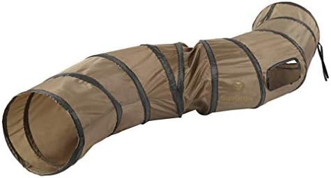 SunGrow Collapsible Tunnel for Cat, 47.2" x 9.8" Lightweight Polyester with Steel Frame Tube, Includes Carrying Case, Cat Accessories and Supplies, Brown and Black