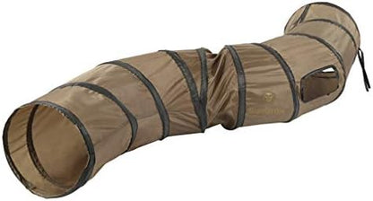 SunGrow Collapsible Tunnel for Cat, 47.2" x 9.8" Lightweight Polyester with Steel Frame Tube, Includes Carrying Case, Cat Accessories and Supplies, Brown and Black