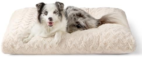 EHEYCIGA Washable Large Dog Bed for Crate, 36x27 Inch Pet Bed, Beige